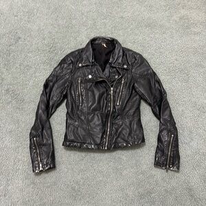 Free People black moto jacket distressed vegan leather women’s 2